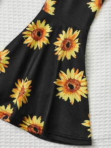 SHEIN Bộ thời trang bé gái Xù Viên lá sen Hoa Dễ thương - Nhiều màu - Xem 4