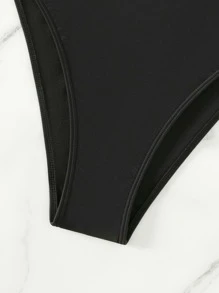 Bộ đồ bơi một mảnh hở vai có gọng mùa hè - màu đen - Xem 7