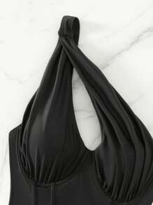 Bộ đồ bơi một mảnh hở vai có gọng mùa hè - màu đen - Xem 8