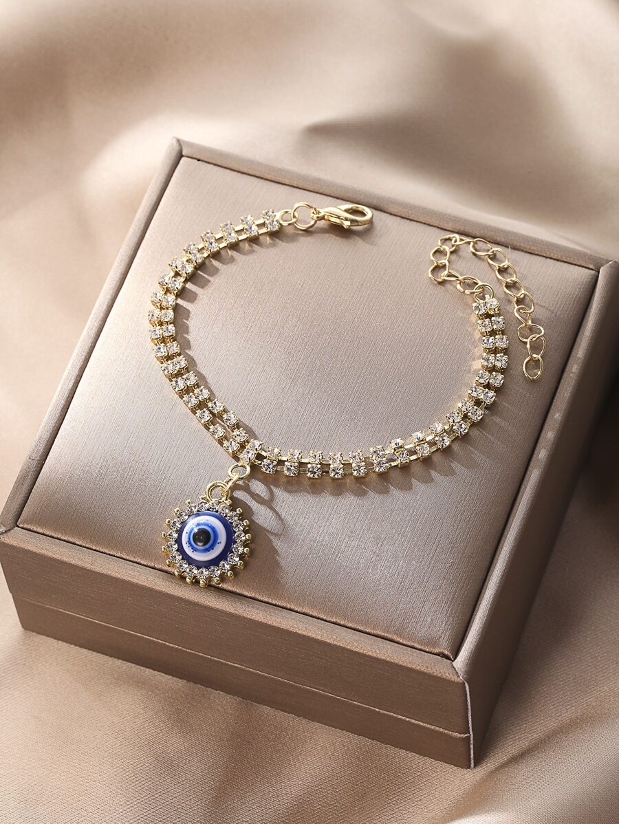 水鑽裝飾邪惡之眼吊墜手環 - 彩色 - 查看 1