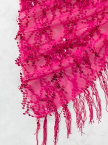 Cover up con lentejuela en contraste bajo con fleco - Rosa Fucsia - Ver 4