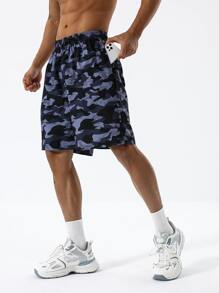 Men Camo Print Elastic Waist Shorts - Multicolor - View 1