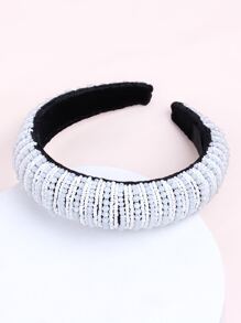 Bead Decor Wide Headband - White - View 2