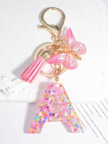 字母和流蘇墜飾鑰匙圈 - 彩色 - 查看 1