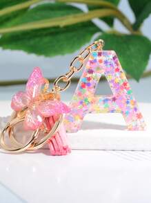 字母和流蘇墜飾鑰匙圈 - 彩色 - 查看 2