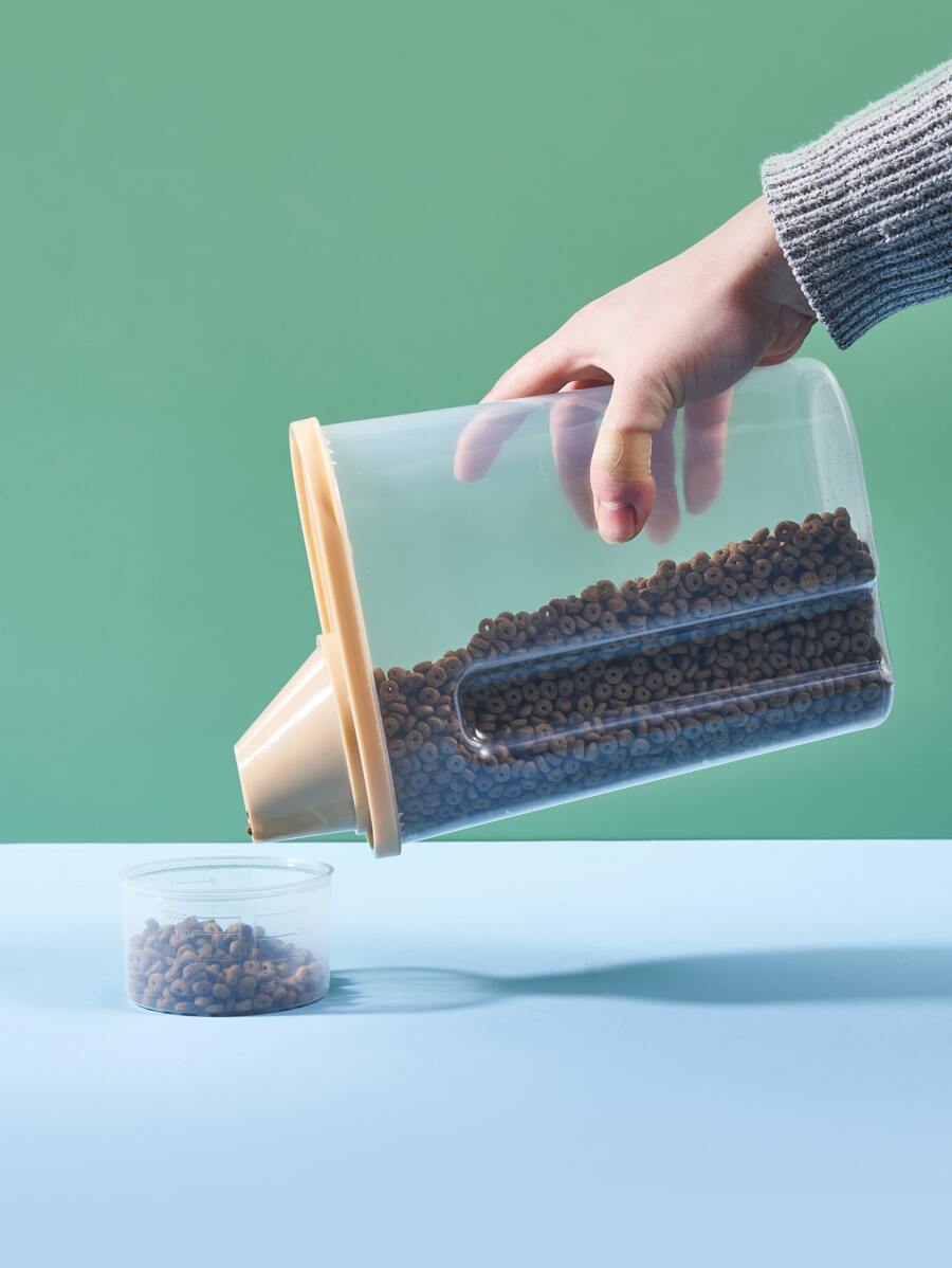 1pc Clear Pet Food Storage Container & 1pc Scoop