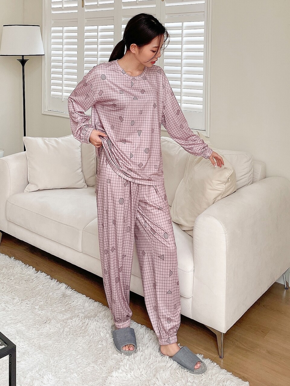 Plaid & Geo Print PJ Set