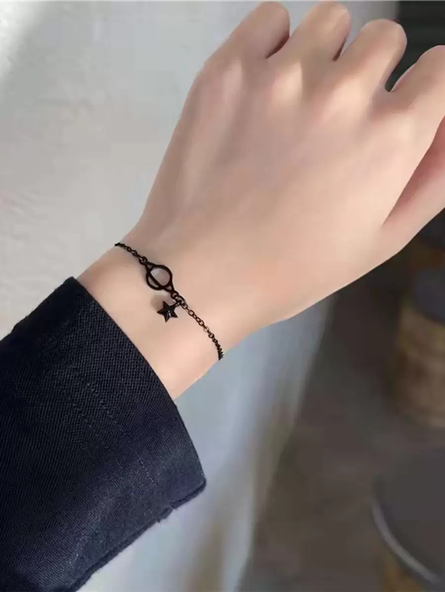 Star Charm Bracelet - Black - View 1