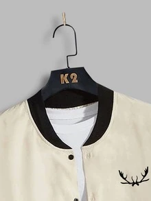 Manfinity Men Antler Print Shirt & Drawstring Waist Shorts Without Tee - Apricot - View 3