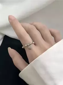 愛心掛飾戒指 - 銀色 - 查看 1