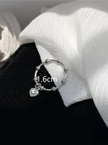 愛心掛飾戒指 - 銀色 - 查看 3