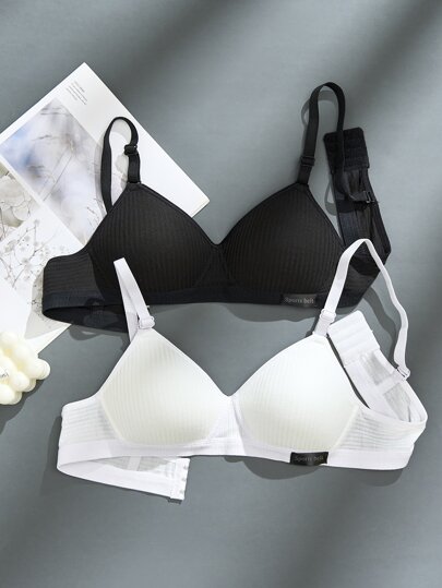 مجموعة ملابس داخلية رياضية بألوان متعددة مزينة بالشعار للفتيات المراهقات