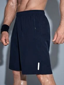 Manfinity Sport Corelite Boyfriend Style Men Slant Pocket Sports Shorts - Navy Blue - View 1