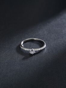 MODIAN 925纯银简约圆形立方氧化锆戒指，经典婚礼首饰，适合女性和女孩，精致珠宝礼品 - 銀色 - 查看 4