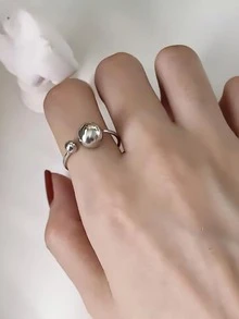 Anillo abierto con diseño de bola plata - Plateado - Ver 5