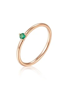 Nhẫn cưới bằng bạc trang trí bằng đá khối Zirconia - Hoa hồng vàng - Xem 1