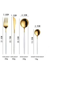 24pcs Two Tone Stainless Steel Flatware Set - White - View 5