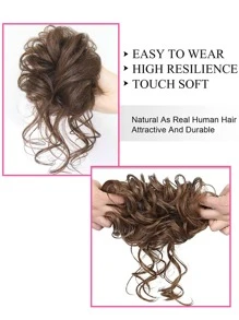 Updo de cabello corto ondulado sintético - Marrón - Ver 4