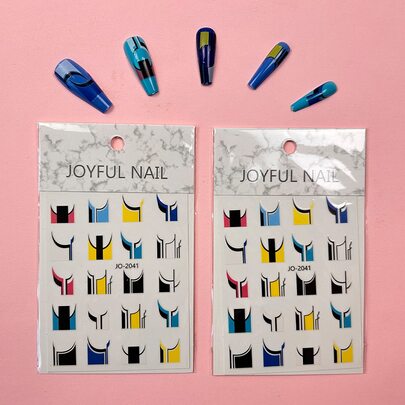 2sheets Geometric Pattern Nail Art Sticker