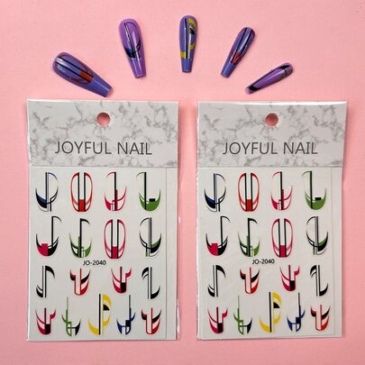 2sheets Geometric Pattern Nail Art Sticker