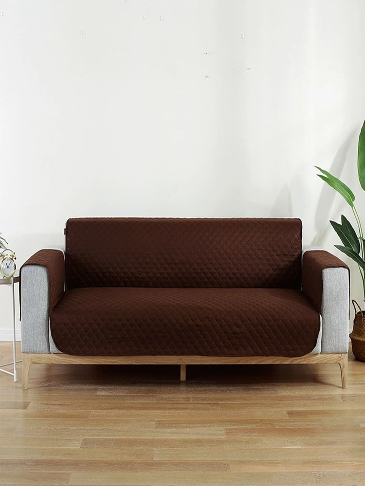 1pc Plain Sofa Towel - Coffee Brown - View 1