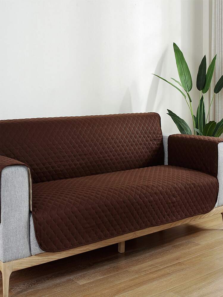 1pc Plain Sofa Towel - Coffee Brown - View 6
