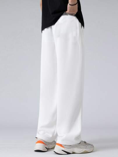 Pantalon Ample Pour Hommes Avec Applique Lettre Et Taille Ajustable À Cordon De Serrage