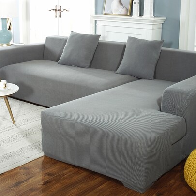 1pc Plain Sofa Slipcover & 1pc Cushion Cover Without Filler