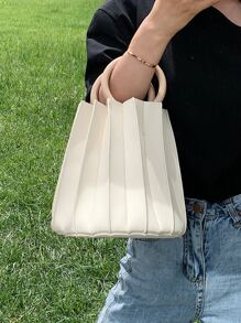 Geantă Minimalistă Cu Mâner Dublu - Bej - Vizualizare 2