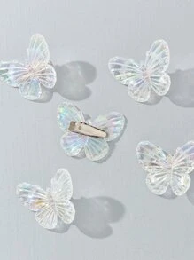 5pcs Butterfly Decor Alligator Hair Clip - White - View 3