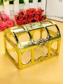 Caja del tesoro pirata de cristal de alta calidad, caja de almacenamiento de monedas para joyería, caja de Chocolate, caja de almacenamiento para dulces, regalo de Año Nuevo, accesorios de boda, 1 pieza - Dorado - Ver 6