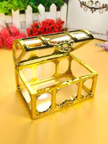 Caja del tesoro pirata de cristal de alta calidad, caja de almacenamiento de monedas para joyería, caja de Chocolate, caja de almacenamiento para dulces, regalo de Año Nuevo, accesorios de boda, 1 pieza - Dorado - Ver 2