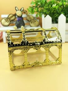 Caja del tesoro pirata de cristal de alta calidad, caja de almacenamiento de monedas para joyería, caja de Chocolate, caja de almacenamiento para dulces, regalo de Año Nuevo, accesorios de boda, 1 pieza - Dorado - Ver 1