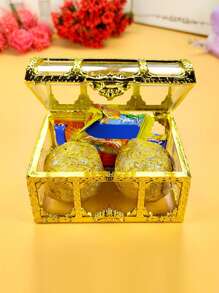 Caja del tesoro pirata de cristal de alta calidad, caja de almacenamiento de monedas para joyería, caja de Chocolate, caja de almacenamiento para dulces, regalo de Año Nuevo, accesorios de boda, 1 pieza - Dorado - Ver 4