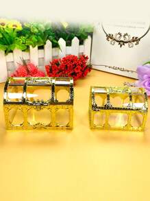 Caja del tesoro pirata de cristal de alta calidad, caja de almacenamiento de monedas para joyería, caja de Chocolate, caja de almacenamiento para dulces, regalo de Año Nuevo, accesorios de boda, 1 pieza - Dorado - Ver 5