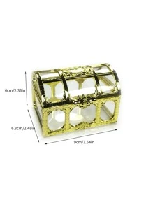 Caja del tesoro pirata de cristal de alta calidad, caja de almacenamiento de monedas para joyería, caja de Chocolate, caja de almacenamiento para dulces, regalo de Año Nuevo, accesorios de boda, 1 pieza - Dorado - Ver 3