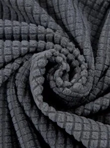 1pc Grey Dining Chair Slipcover, Minimalist Polyester Ruffle Trim Dining Room Chair Slipcover For Home - Grey - View 5