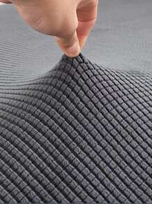 1pc Grey Dining Chair Slipcover, Minimalist Polyester Ruffle Trim Dining Room Chair Slipcover For Home - Grey - View 2