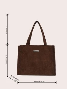 Letter Patch Decor Shopper Bag - Brown - View 3