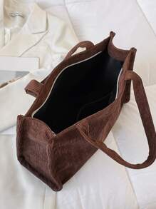 Letter Patch Decor Shopper Bag - Brown - View 4