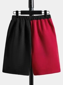 SHEIN Boys Expression Print Two Tone Shorts - Multicolor - View 2