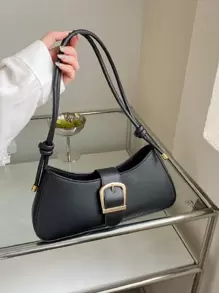 Bolso baguette con diseño de hebilla - Negro - Ver 1