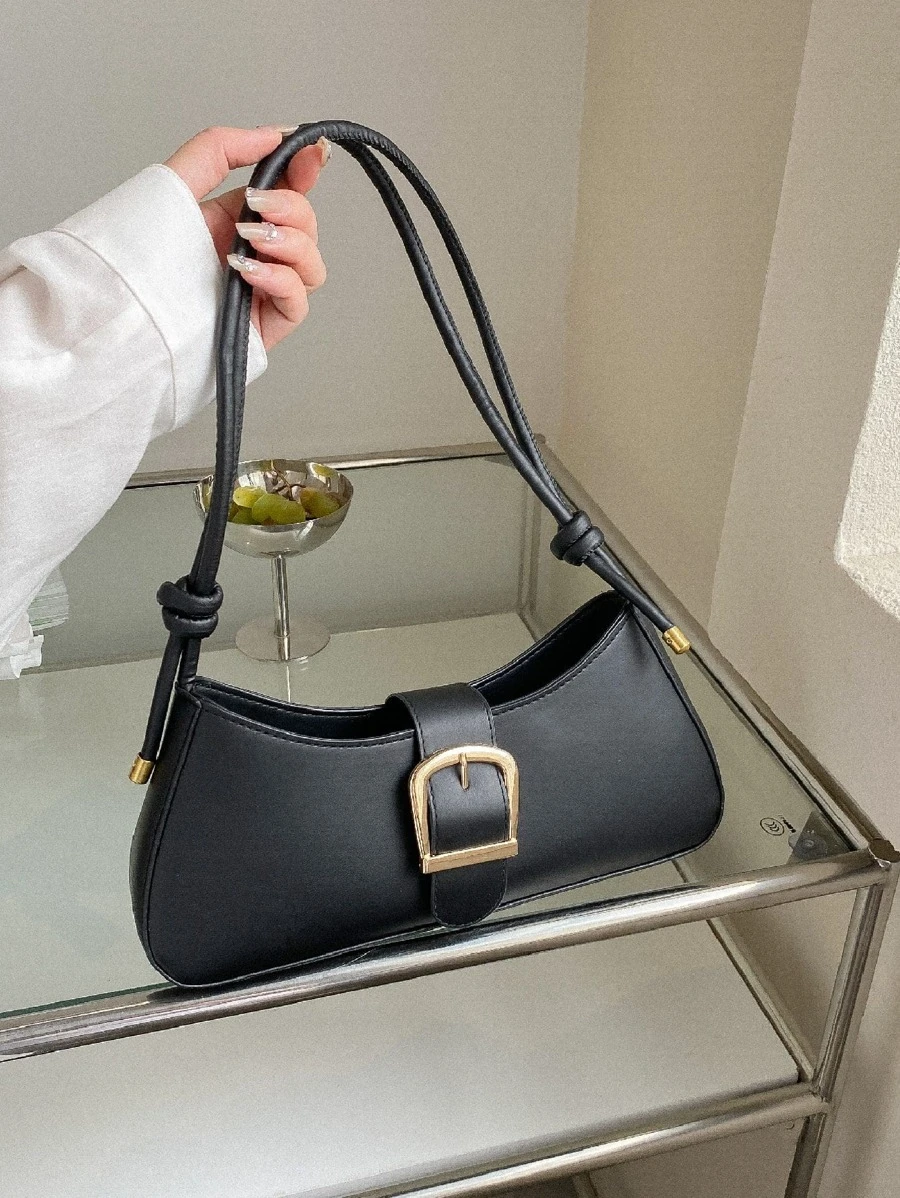 Bolso baguette con diseño de hebilla - Negro - Ver 1