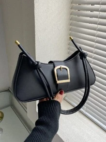 Bolso baguette con diseño de hebilla - Negro - Ver 2