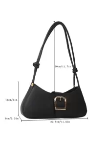 Bolso baguette con diseño de hebilla - Negro - Ver 3