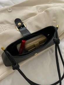 Bolso baguette con diseño de hebilla - Negro - Ver 4