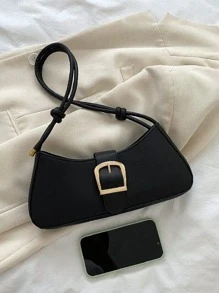 Bolso baguette con diseño de hebilla - Negro - Ver 5