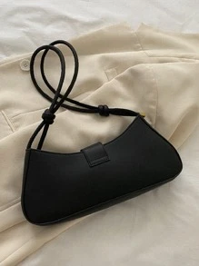 Bolso baguette con diseño de hebilla - Negro - Ver 6