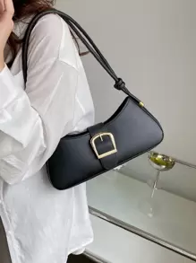 Bolso baguette con diseño de hebilla - Negro - Ver 7