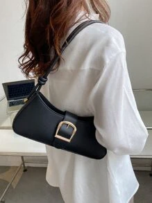 Bolso baguette con diseño de hebilla - Negro - Ver 8